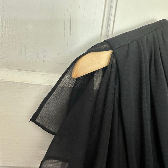 Alex Evenings Vtg Dress Whimsigoth Gothic Grunge Black Pleated Flutter Sleeve‎ - Picture 8 of 9